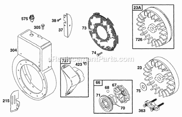 Blower Hsg Flywheel Screen Diagram and Parts List for 194412-0112-99  Briggs and Stratton Engine